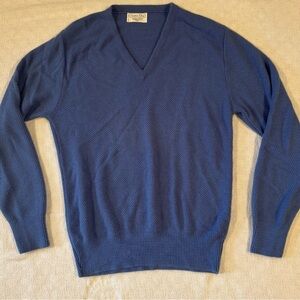 Vintage Men’s Christian Dior Blue Cardigan V Neck Sweater Size XL USA